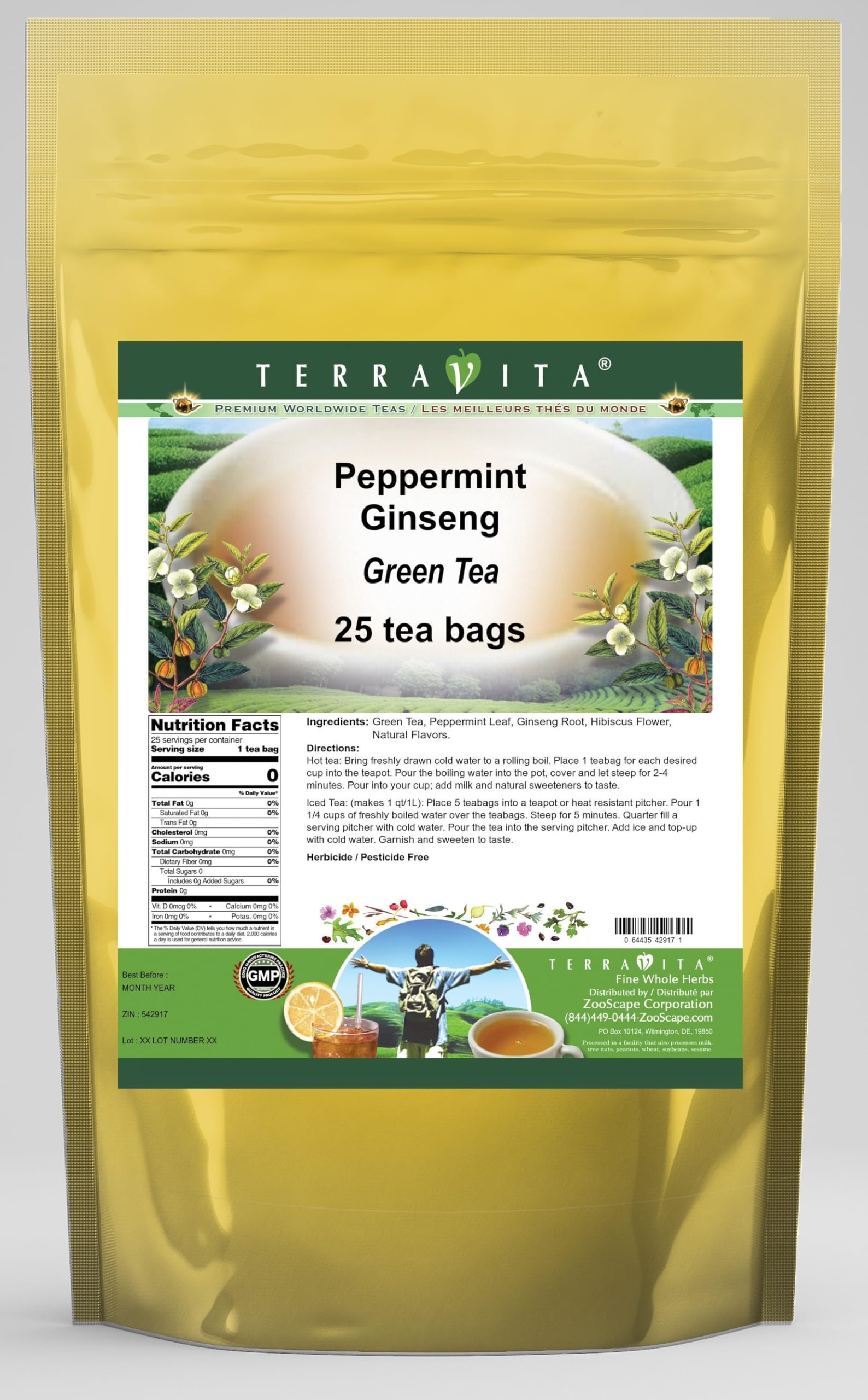 Amazon.com : Peppermint Ginseng Green Tea (25 tea bags, ZIN